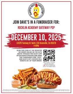 Chicken, fries, sauce and pickle meal.